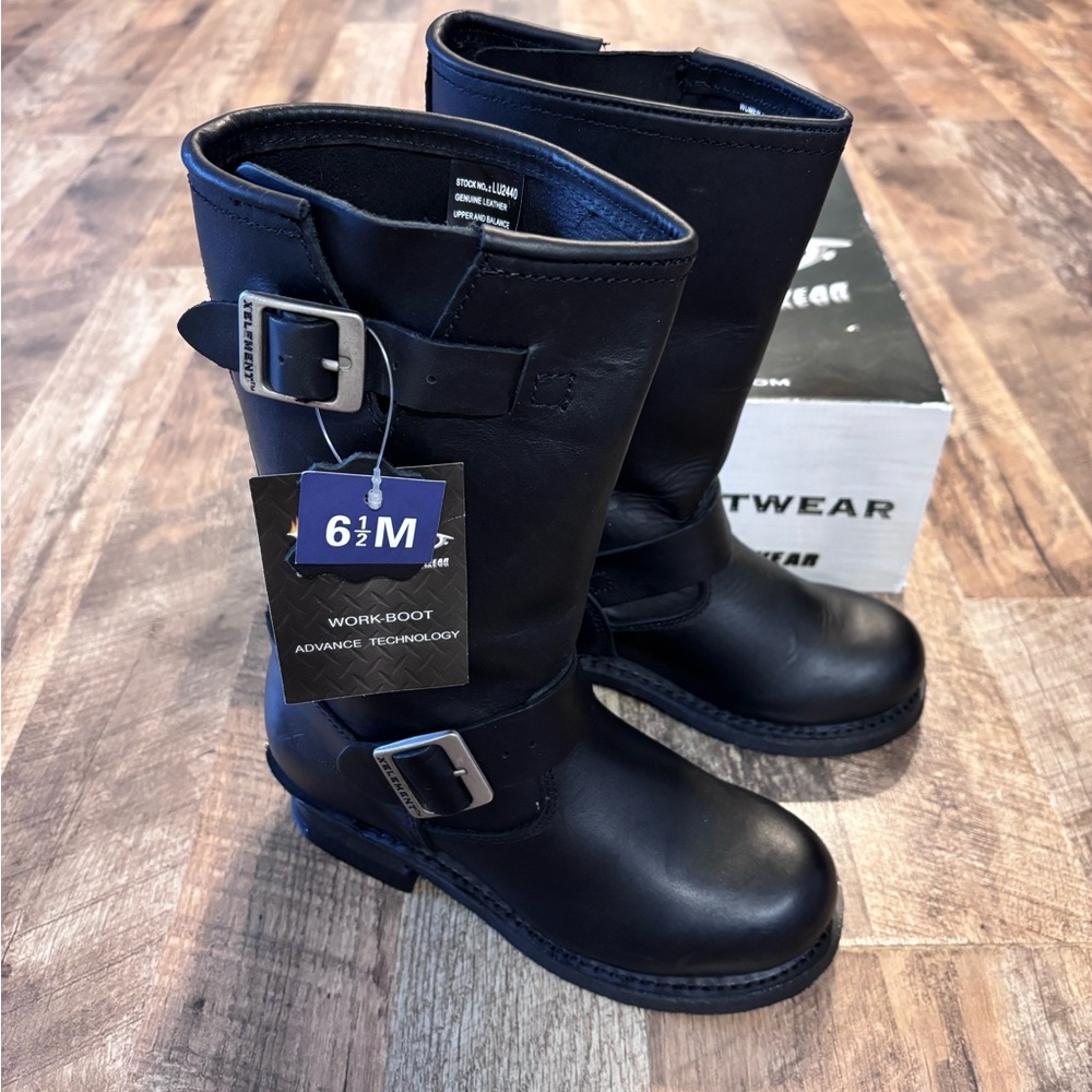Xelement Women’s Black Leather Biker Boots Size 6.5M